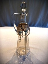 CARAFE ANCIENNE À LIQUEUR OU À VIN AVEC BOUCHON PEINTS À LA MAIN LES DEUX SIGNÉS