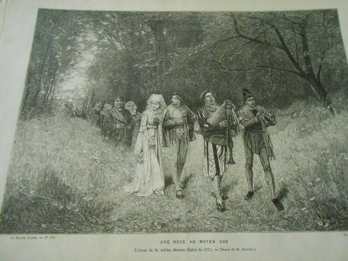Gravure 1875 une noce - 1875, au