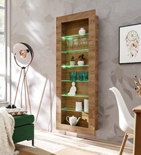 NOUVEAU komodee COMO Vitrine Suspendue, Chêne, LED Porte Niches Étagères