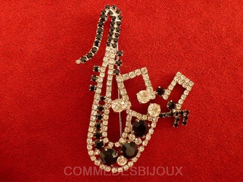 Broche saxophone pavé - "saxophone",