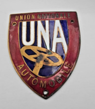 ANCIENNE PLAQUE DE CALANDRE EMAILLEE UNA UNION NATIONALE AUTOMOBILE