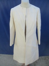 Manteau N°6 ancien blanc cassé crêpe de laine?? veste longue de femme vintage