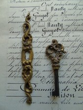 French 1 brass vintage key  - cover plate cabinet door any projects #3