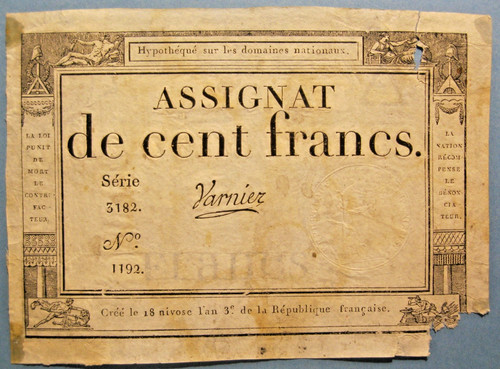 France assignat 100 francs - assignat,