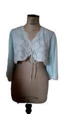 Liseuse nylon et dentelle vert d'eau T.42 vintage 60 70 pink nightgown sz L