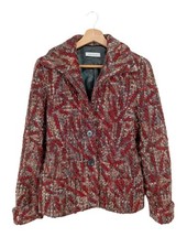 RENé LEZARD Manteau en laine Dames Manteau T EU 34 blanc cassé-gris clair-rouge