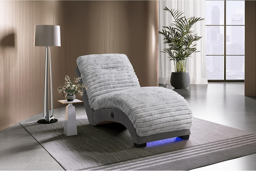 Grey chaise lounge with usb - chaise,