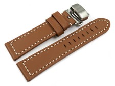 Boucle déployante papillon bracelet montre cuir marron clair 18mm 20mm 22mm 24mm