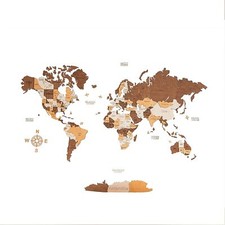 Carte du monde en bois, decoration murale pour la maison et le bureau  M/L/XL