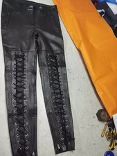 Pantalon en cuir noir Capri à