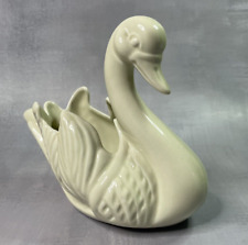 Petit cache pot / pot de fleur / jardinière en céramique crème en forme de cygne