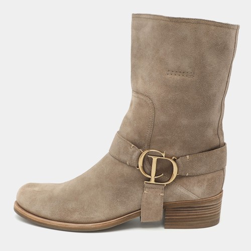 Bottes mollet daim beige - bottes, mi-mollet
