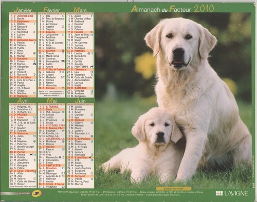 2010 calendrier des - calendrier, postes