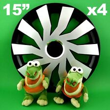 Enjoliveurs 15" Cliff ★ 4 pièces ★ ARGENT+NOIR pour VW Bora Jetta Polo VOLVO C30