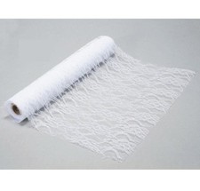 Rouleau De Dentelle en Organza Blanc Décor Fleurs Faveurs Taille 48cmx2, 7m Dfh