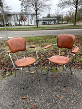 2 Chaises ou 2 Fauteuils Vintage 50-60 en métal et skaï