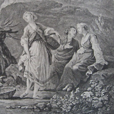 Gravure d' Aliamet d'après Joseph VERNET XVIIIe Les pêcheurs au filet en riviére