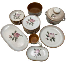 Service de Table en Grès Émaillé, M.B.F.A. Pornic, Décor Rosita, Peint à la Main