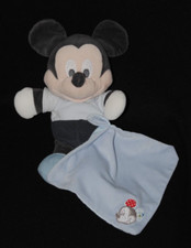 Peluche doudou Mickey DISNEY NICOTOY gris mouchoir bleu 28 cm TTBE