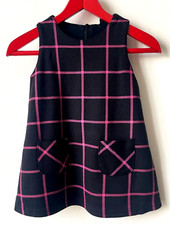 Superbe Robe Bébé Fille Noir carreaux Rose Taille 12 mois état quasi Neuf