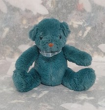 C23/ Magnifique Doudou Ours Primatis Peluche Fourrure Bleu Pétrole  Bandana