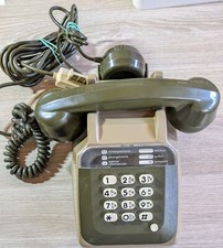 Téléphone Fixe Vintage kaki  À Touches Socotel S63 1984 Bel État Fonctionne