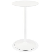 Table de bar haute ronde 'CONTY' en bois blanc avec pied central en métal blanc 