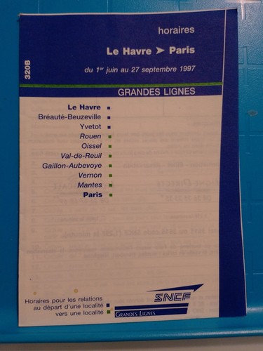 Horaires havre paris 1997 - horaires,