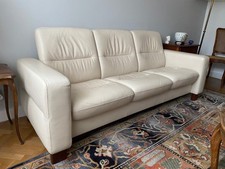 canapé cuir stressless couleur blanc cassé, 3 places, bon état