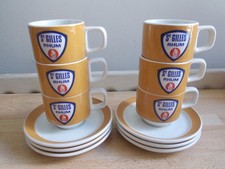 6 tasses à café et sous-tasses vintage RHUM ST GILLES