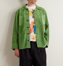 Veste chemise en cuir vert