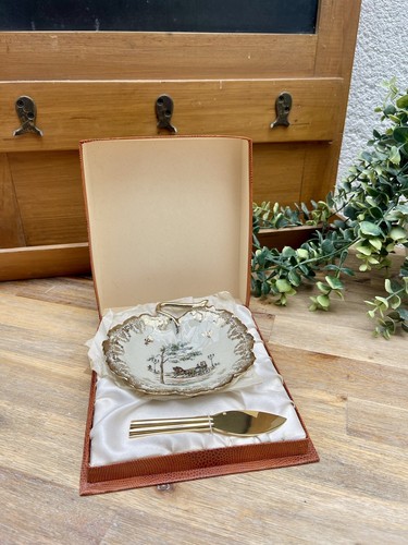 Ancien beurrier avec couteau - ancien,