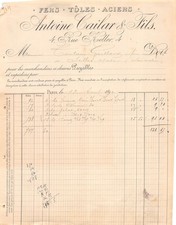 1892 FERS TOLES ACIERS ANTOINE CAILAR & FILS A PARIS - M. TOUTAIN A SELLES S
