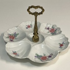 Plat de service à olives apéritif Porcelaine De Limoge À.Giraud 6 Compartiments