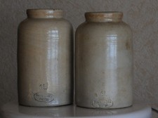 Deux pots à moutarde anciens en grès BOCQUET YVETOT