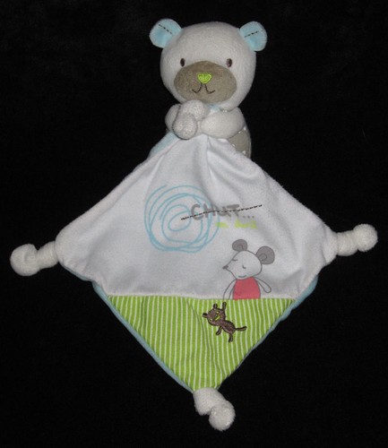 Doudou ours vert gris - gris, à