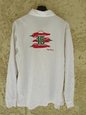 Polo SERGE BLANCO 15 Quinze blanc piment Pays Basque rugby manches longues L