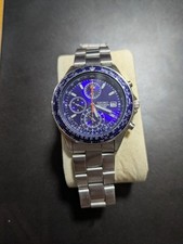 Seiko Chronograph 7T92 0FC0 Blue Dial Quartz Watch 43mm 100M Japan Vintage