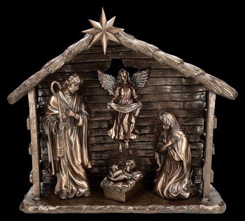 Crèche noël bronziert - crèche,