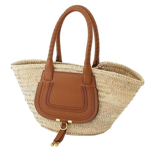 Sac fourre tout - cuir, paille