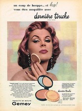 PUBLICITE ADVERTISING 035  1956  GEMEY cosmétiques poudre DERNIERE TOUCHE