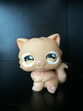 LITTLEST PETSHOP LPS #490 HASBRO CAT CHAT PERSAN SAUMON BLANC YEUX ORANGE JAUNE