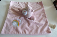 25. DOUDOU PLAT CARE BEARS BABY OURS ROSE BLANC rond arc en ciel ETAT NEUF*