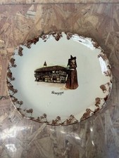 Vintage french ceramics, dish Assiette Ceramique Bourgogne chateau et personnage