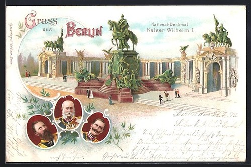 Lithographie berlin monument - lithographie,