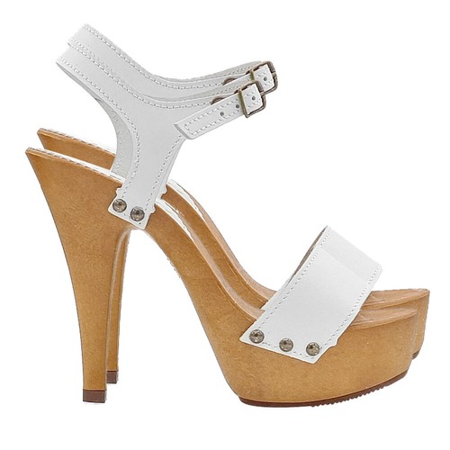 Sandales blanches cuir avec - sandales, en
