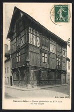 CPA Bar-sur-Seine, Maison particulière du XVIe siècle en bois sculpté 