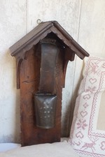 Superbe Ancienne CLOCHE D'ENTREE Alpes -- Support Bois Gravé -- Montagne Chalet