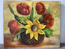 Tableau Peinture Bouquet De Fleurs, Huile Sur Toile, Signée Francine Dubois