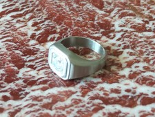 Ancienne Chevalière Platine Diamant. Vintage Platinum Diamond Signet Ring.